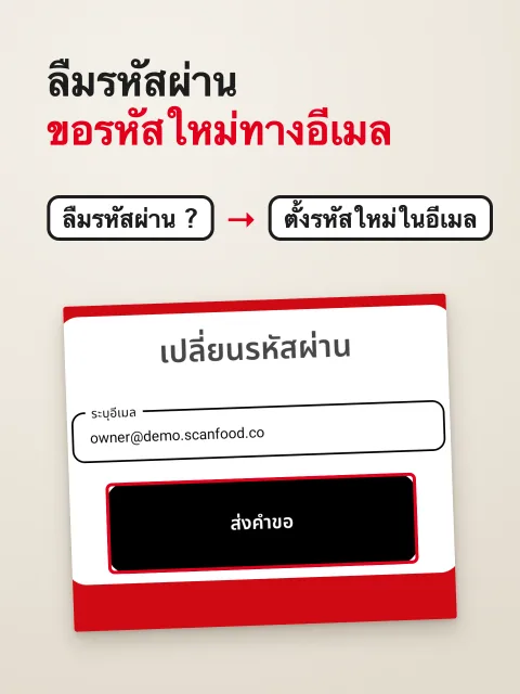 ภาพหน้าจอ: ลืมรหัสผ่านเข้าแอป